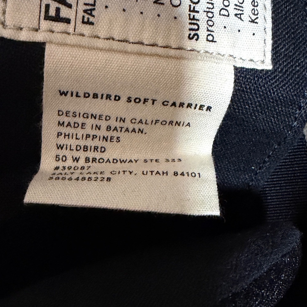 WildBird Aerial Carrier L-4XL Raven Linen Soft Structured Ergonomic Carrier NWOT - Picture 4 of 8